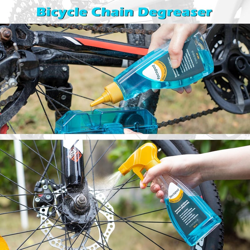 focopot Bike Cleaner Kit with Bicycle Cleaner(25 oz),Degreaser(10 oz),Oil Lubricant(2 oz),Cleaning Brush Tool,Bike Chain Cleaning kit to Clean and Lube Mountain/Road/MT/E Bike - Image 4